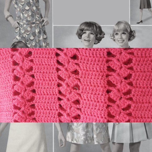 BEAUTIFUL HOT PINK VINTAGE CROCHETED AUDREY HEPBURN DRESS!! - Picture 3 of 4